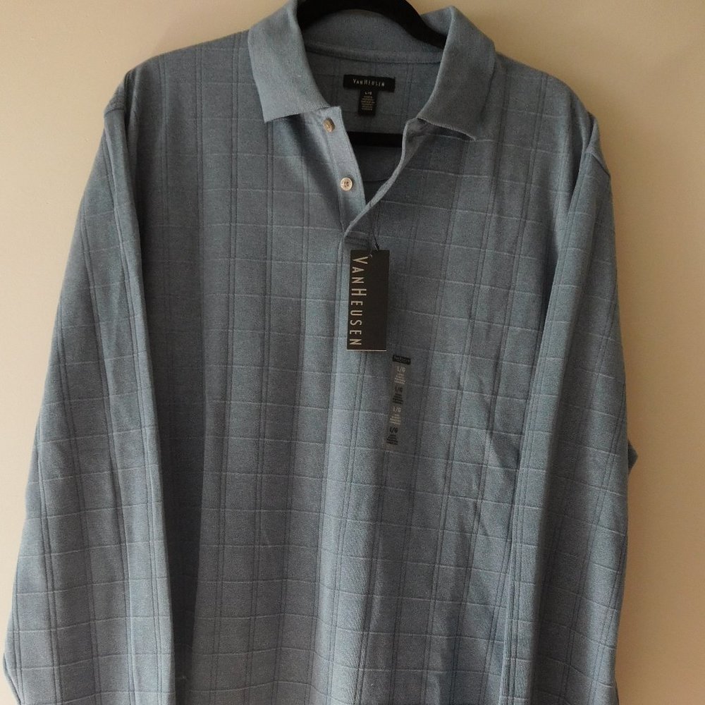 Van Heusen Polo Collared Checkered Sweater Shirt